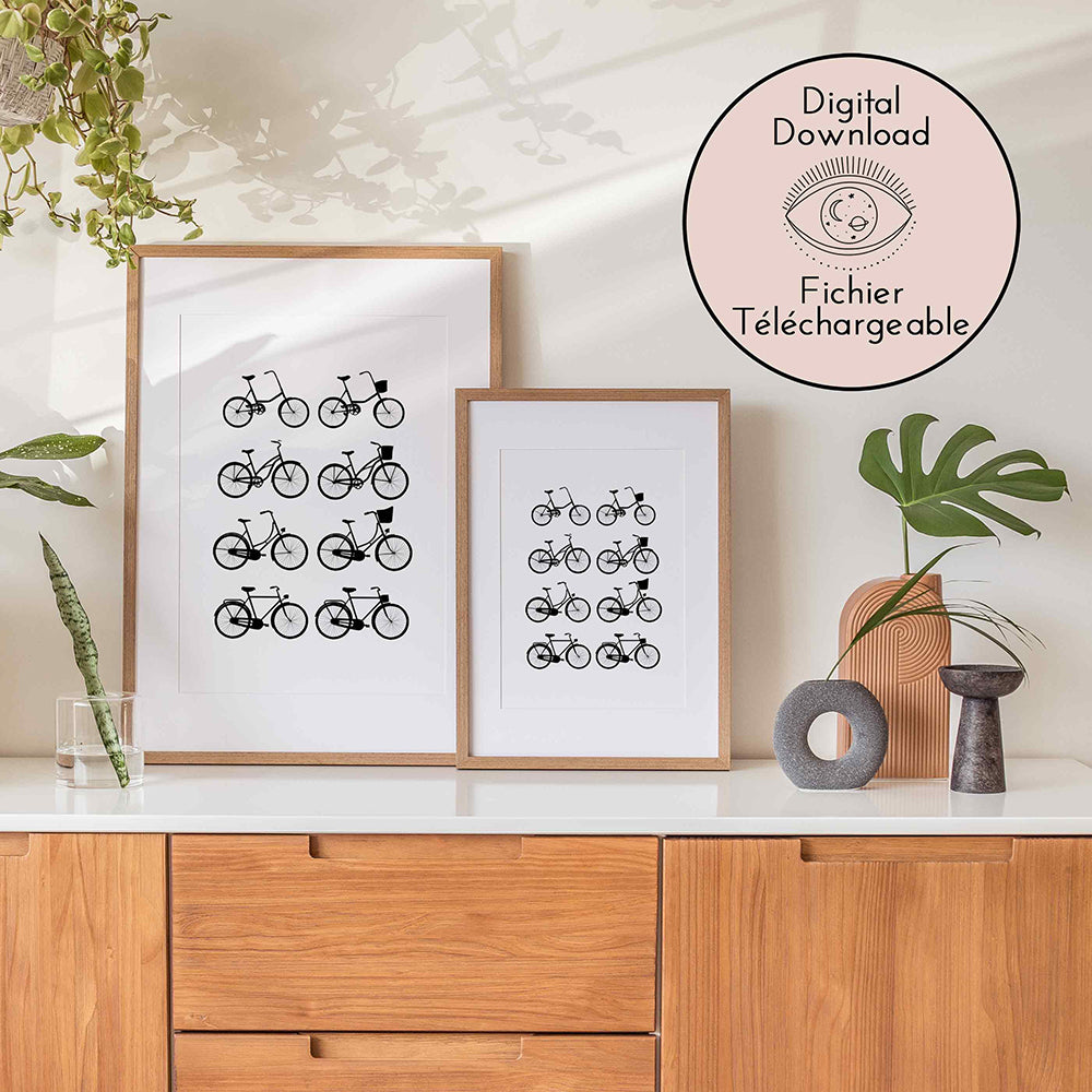 Bike Drawing - Bicycle Lover - Bicycles Home decor - Black White Art