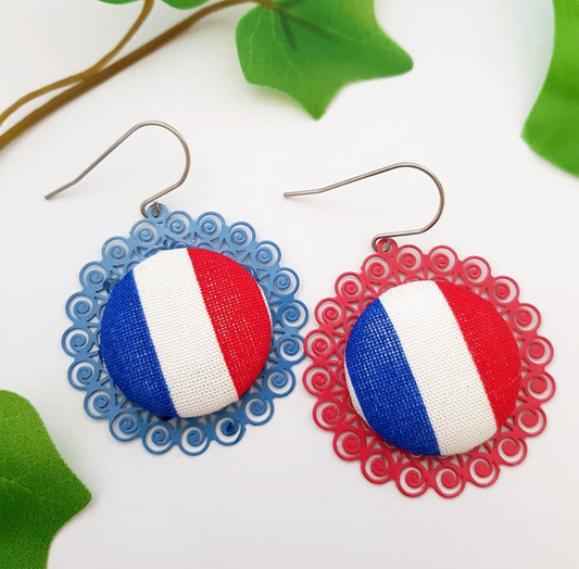 "Show Your Team Spirit: Vibrant French Flag Earrings for Olympics"