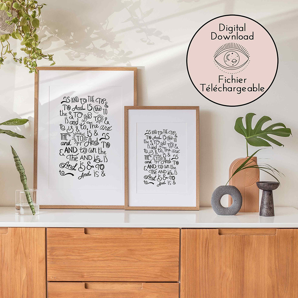 "Download digital print - Transform your walls with these unique and versatile handwritten catchword prints."