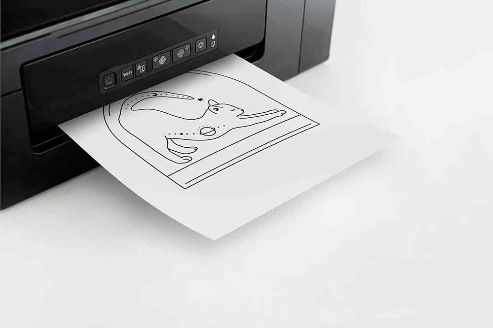 Cat and Moon Drawing - Cute Line Art - Black White Cats Lover home decor