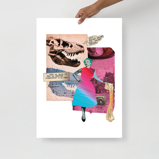 Rockin' Rex: Retro Dinosaur Art Print Poster by CocoFlower
