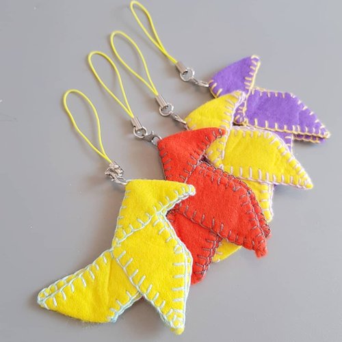 Embroidery Felt Bird Origami to hang - 3 colors - CocoFlower
