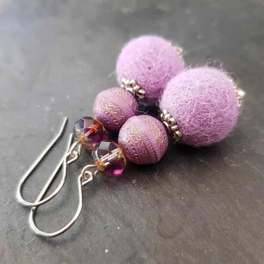 "Purple Bohemian Earrings Boho Chic: Handcrafted Beauty"