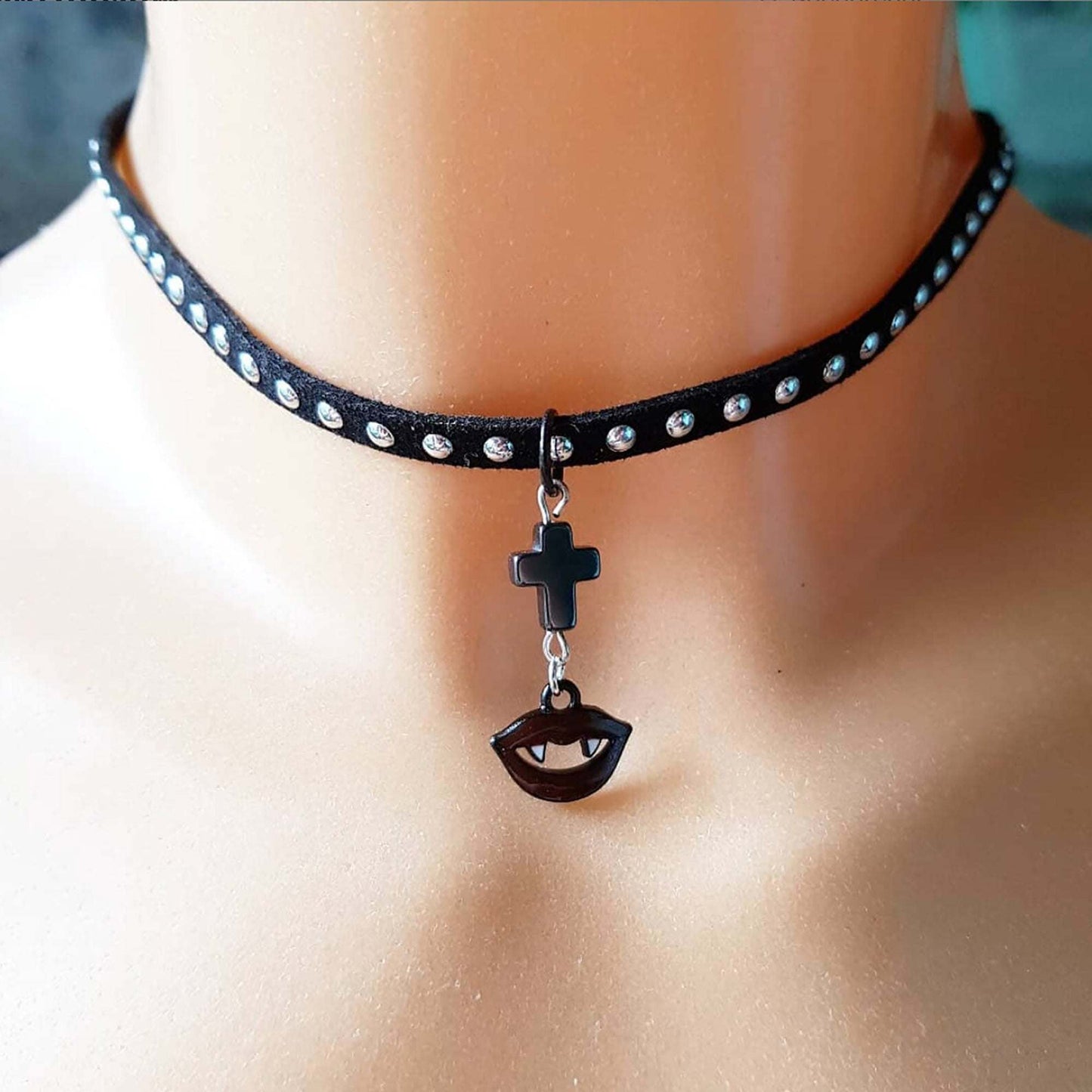 Halloween Sexy Vampire Cross Necklace