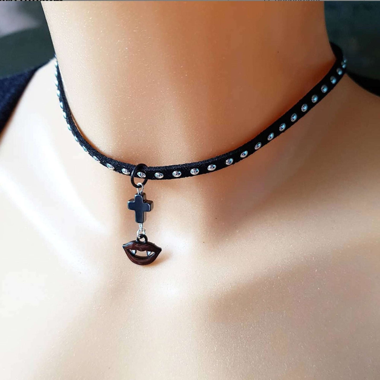 Halloween Sexy Vampire Cross Necklace