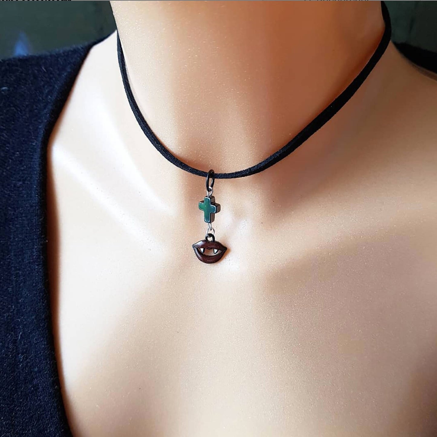 Halloween Sexy Vampire Cross Necklace