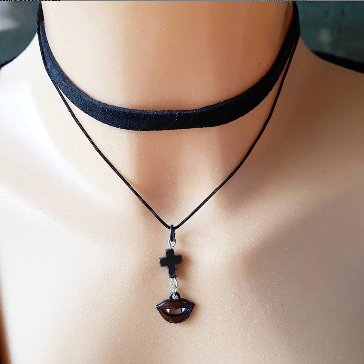 Halloween Sexy Vampire Cross Necklace
