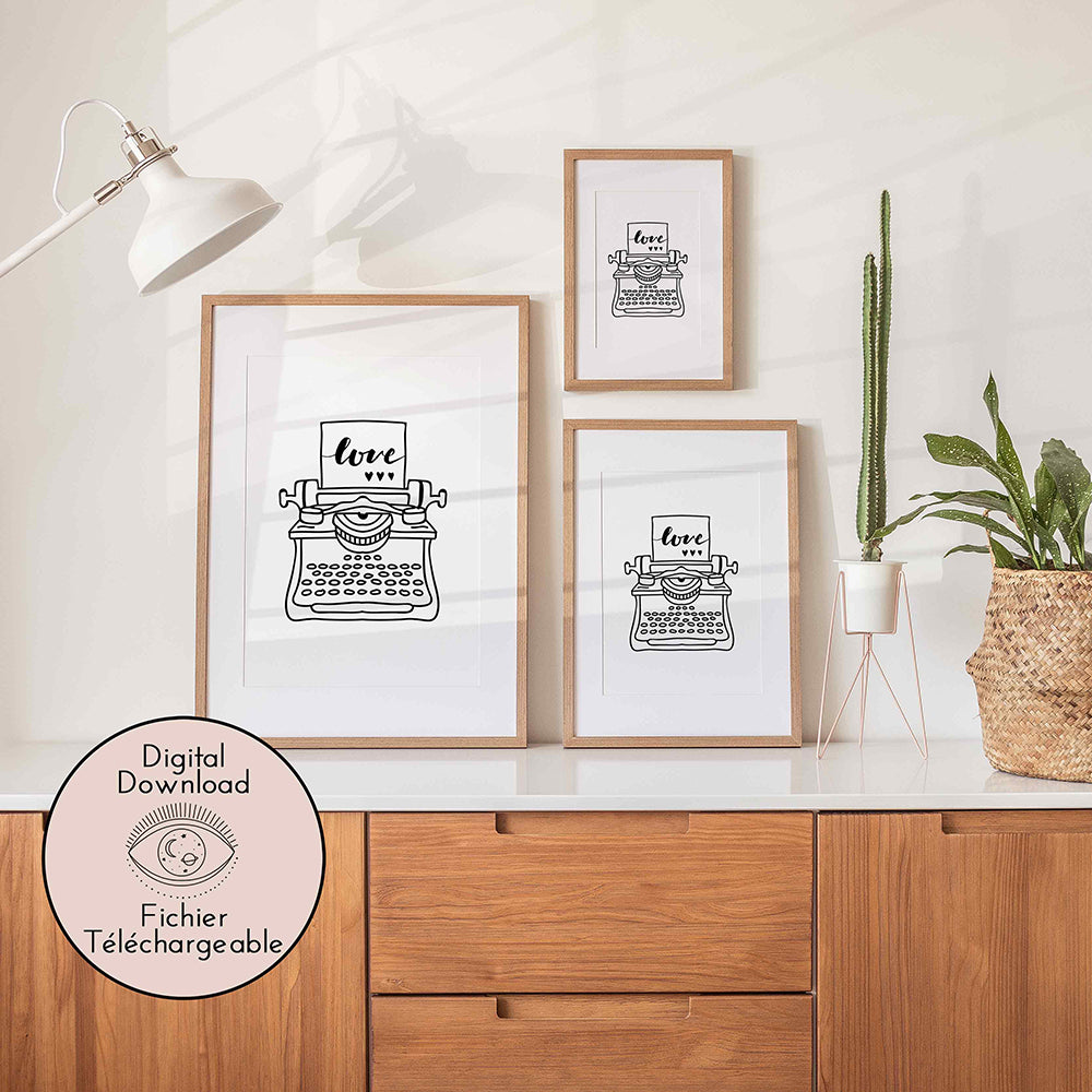 "Typewriter Love letter-  Express your affection with the timeless symbol of love on this downloadable poster."