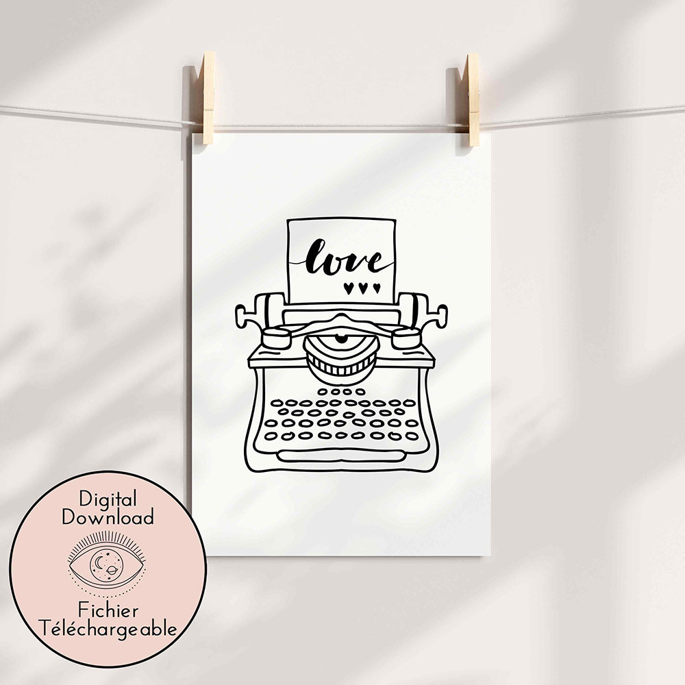 "Typewriter Love letter - Add a touch of vintage charm to your space with this typewriter art."