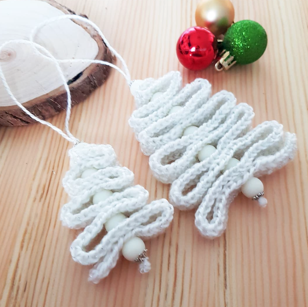 White Crochet Christmas Tree to Hang - Xmas Home decor