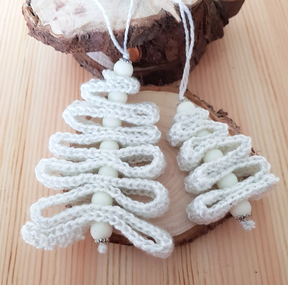 White Crochet Christmas Tree to Hang - Xmas Home decor