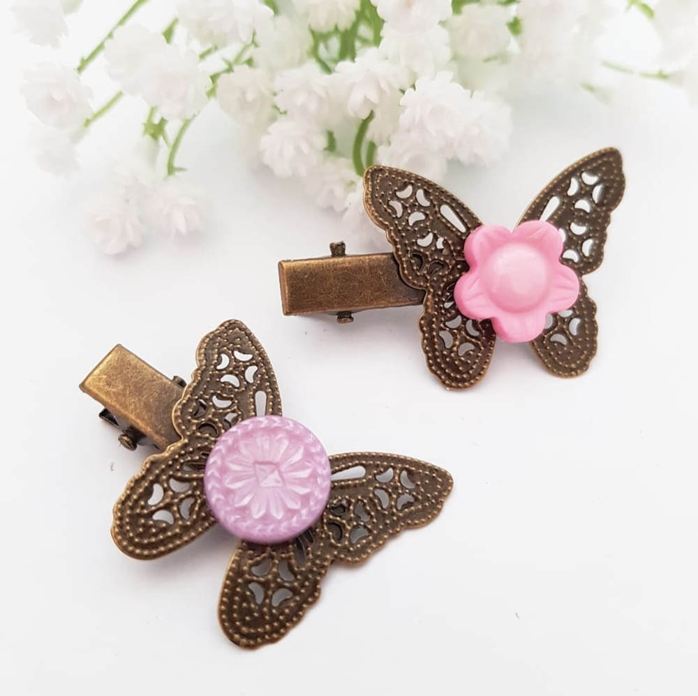 2 Butterfly Hair Clips set for girls - C o c o F l o w e r