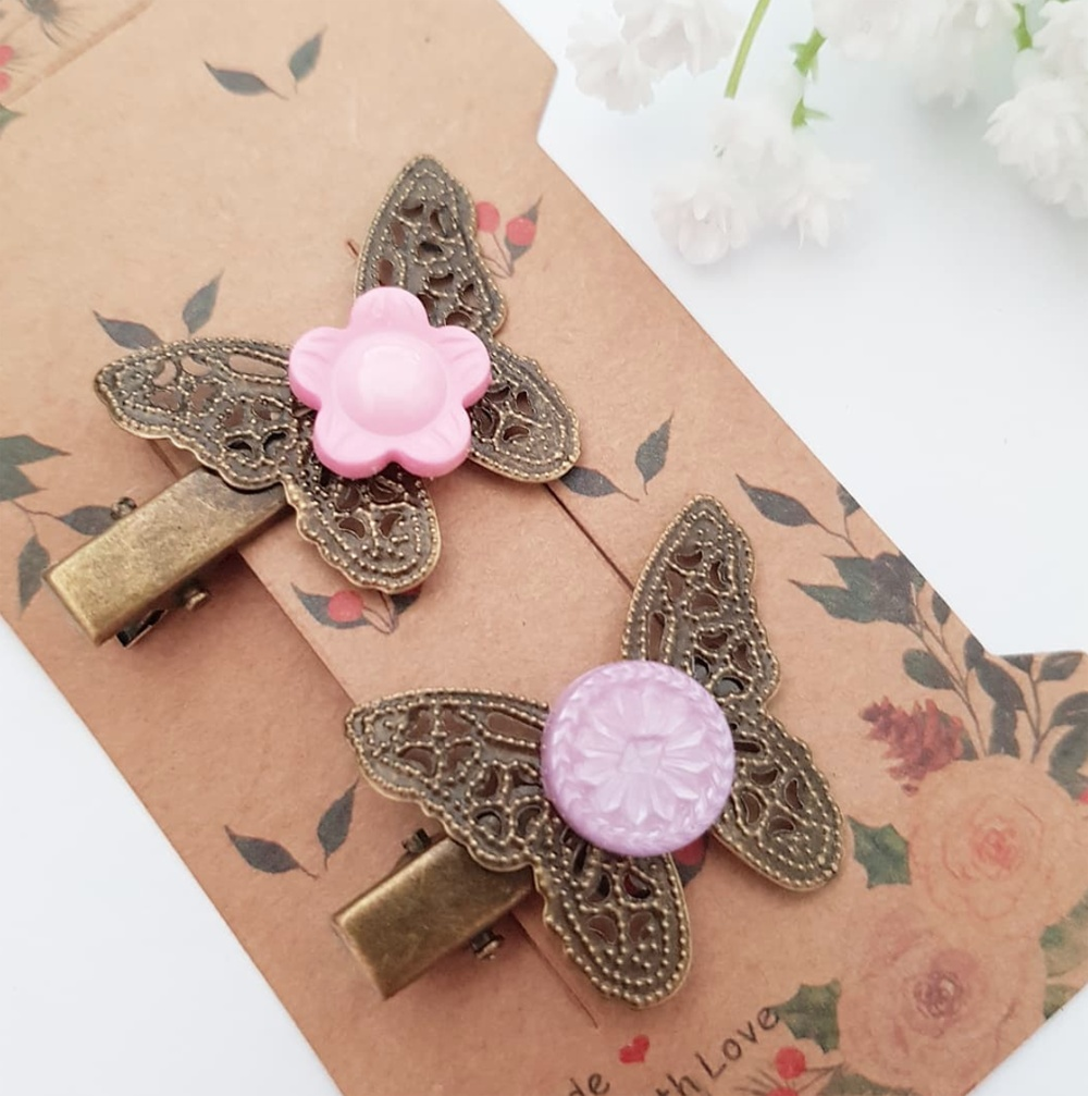 2 Butterfly Hair Clips set for girls - C o c o F l o w e r