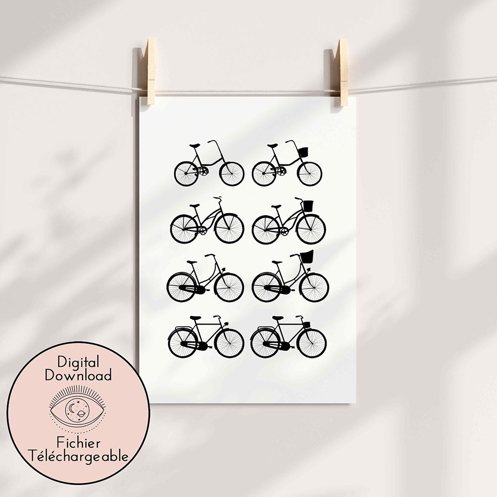 Bike Drawing - Bicycle Lover - Bicycles Home decor - Black White Art
