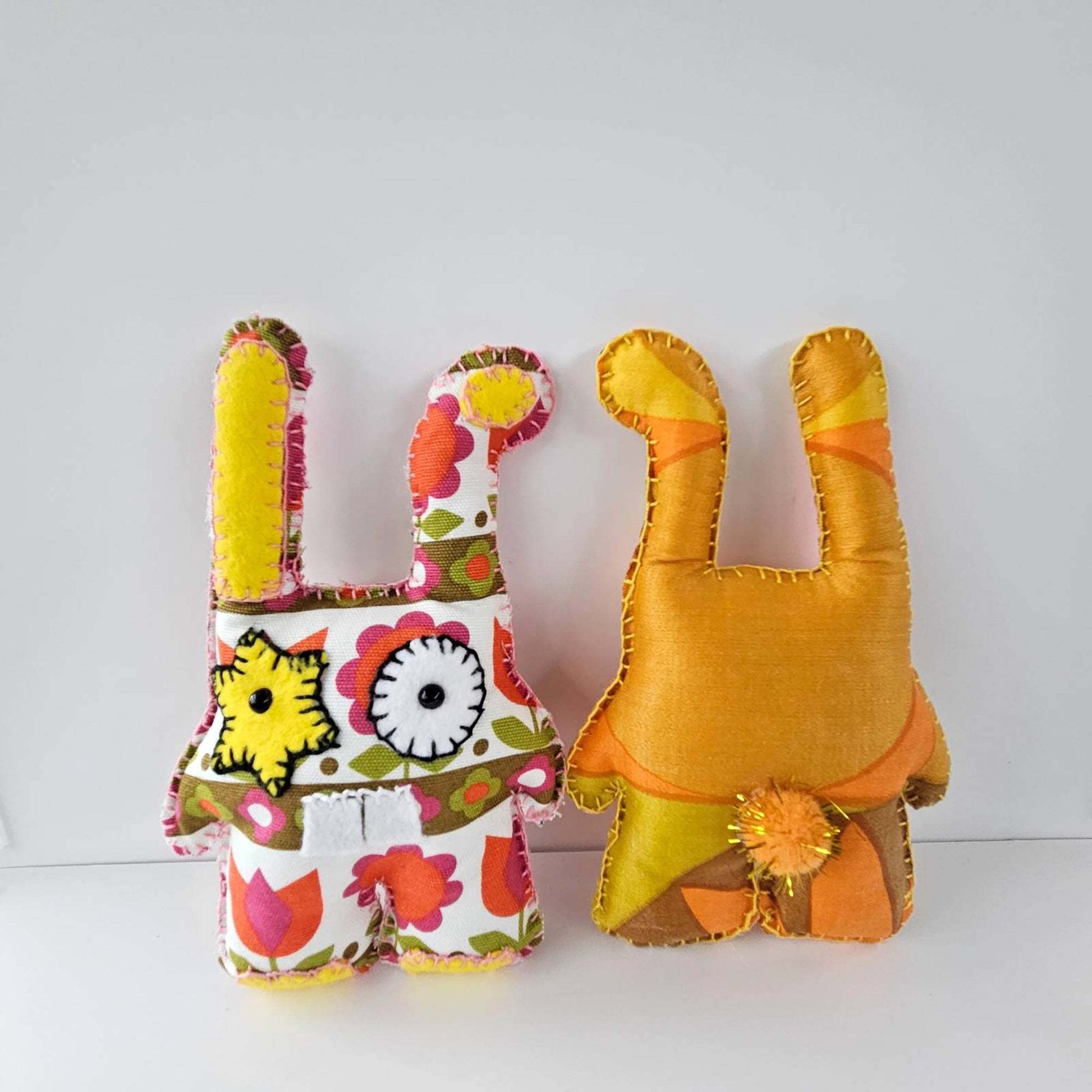 Bunny Art Toy, by Cocoflower - Handmade Easter Seventies Fabric Rabbit