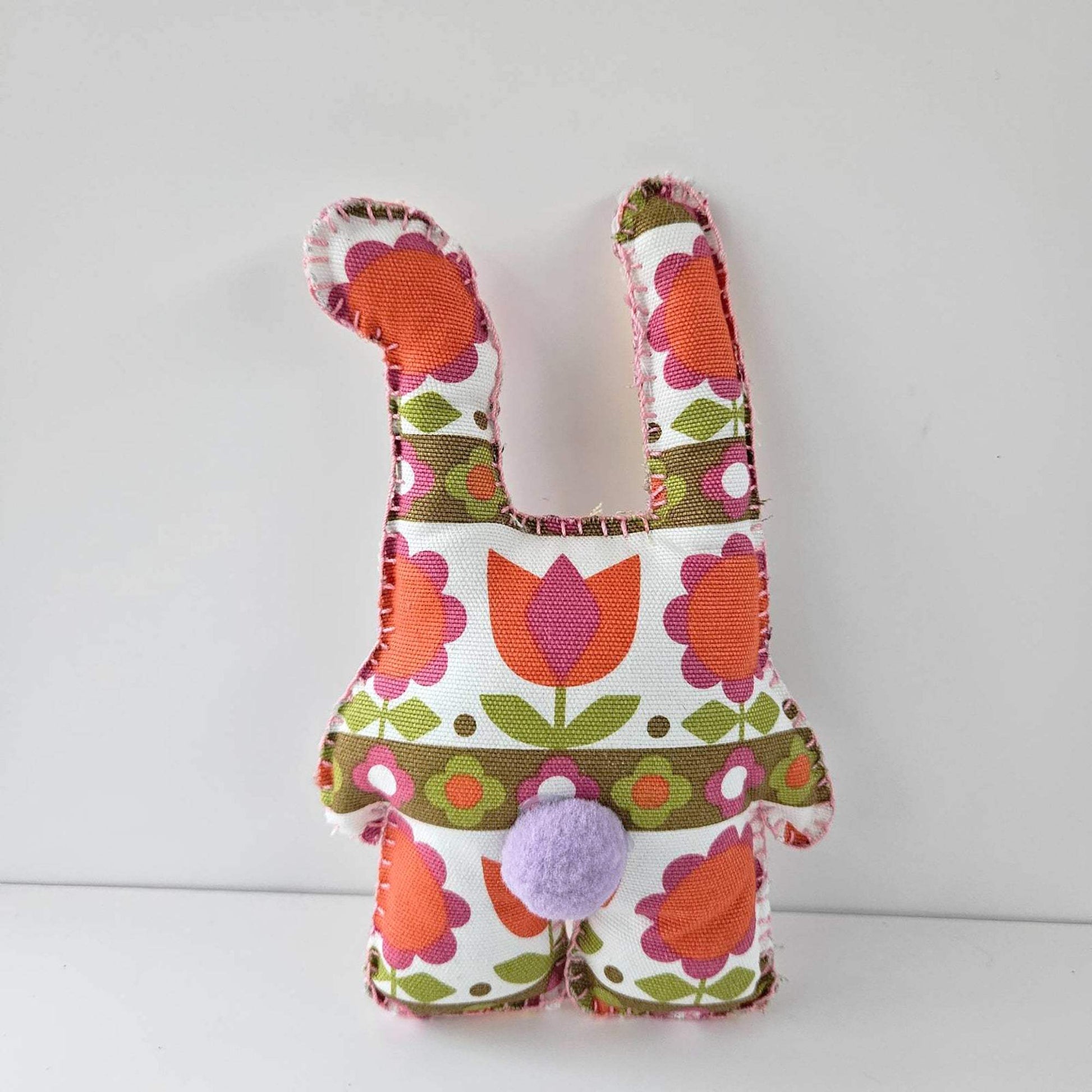 Bunny Art Toy, by Cocoflower - Handmade Easter Seventies Fabric Rabbit