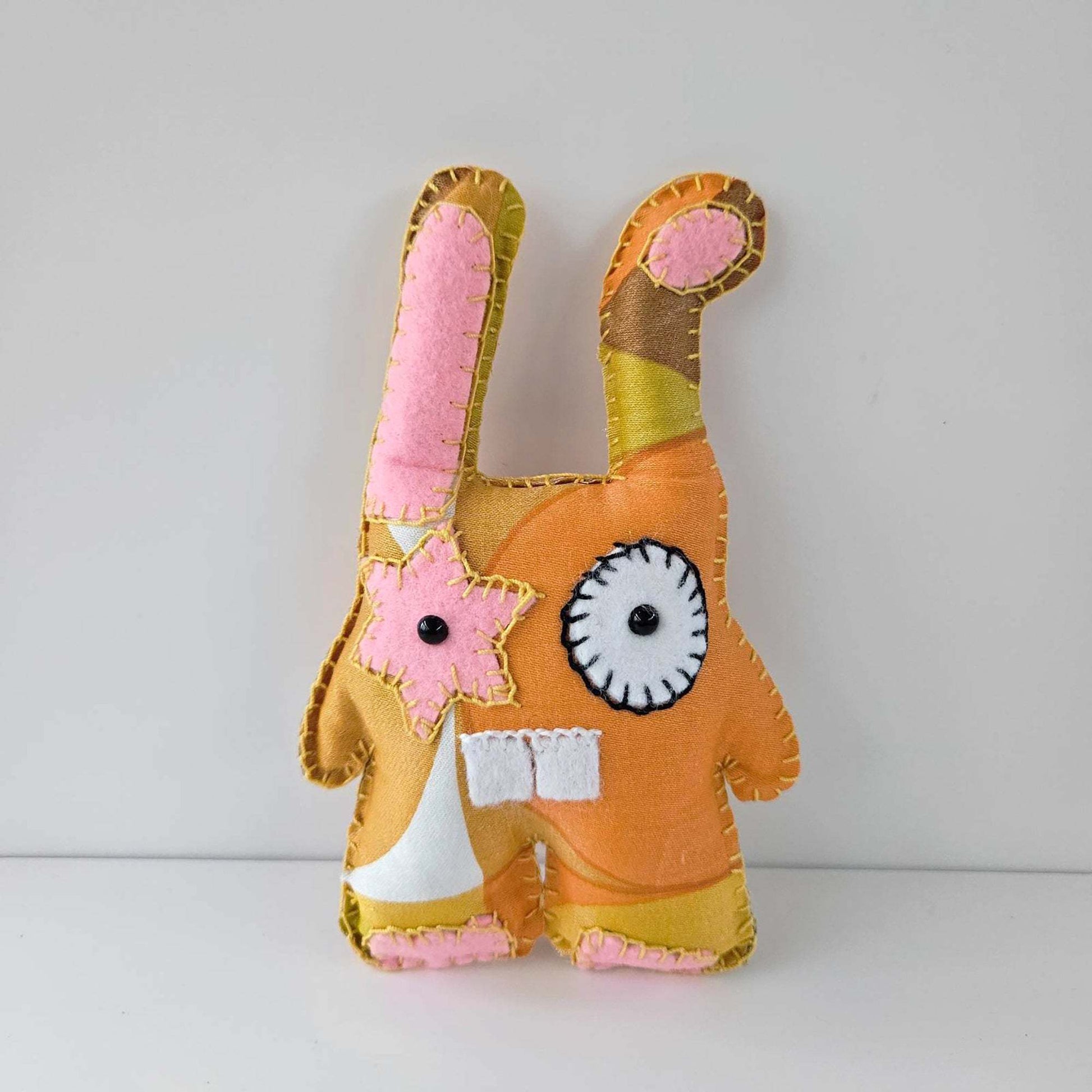 Bunny Art Toy, by Cocoflower - Handmade Easter Seventies Fabric Rabbit