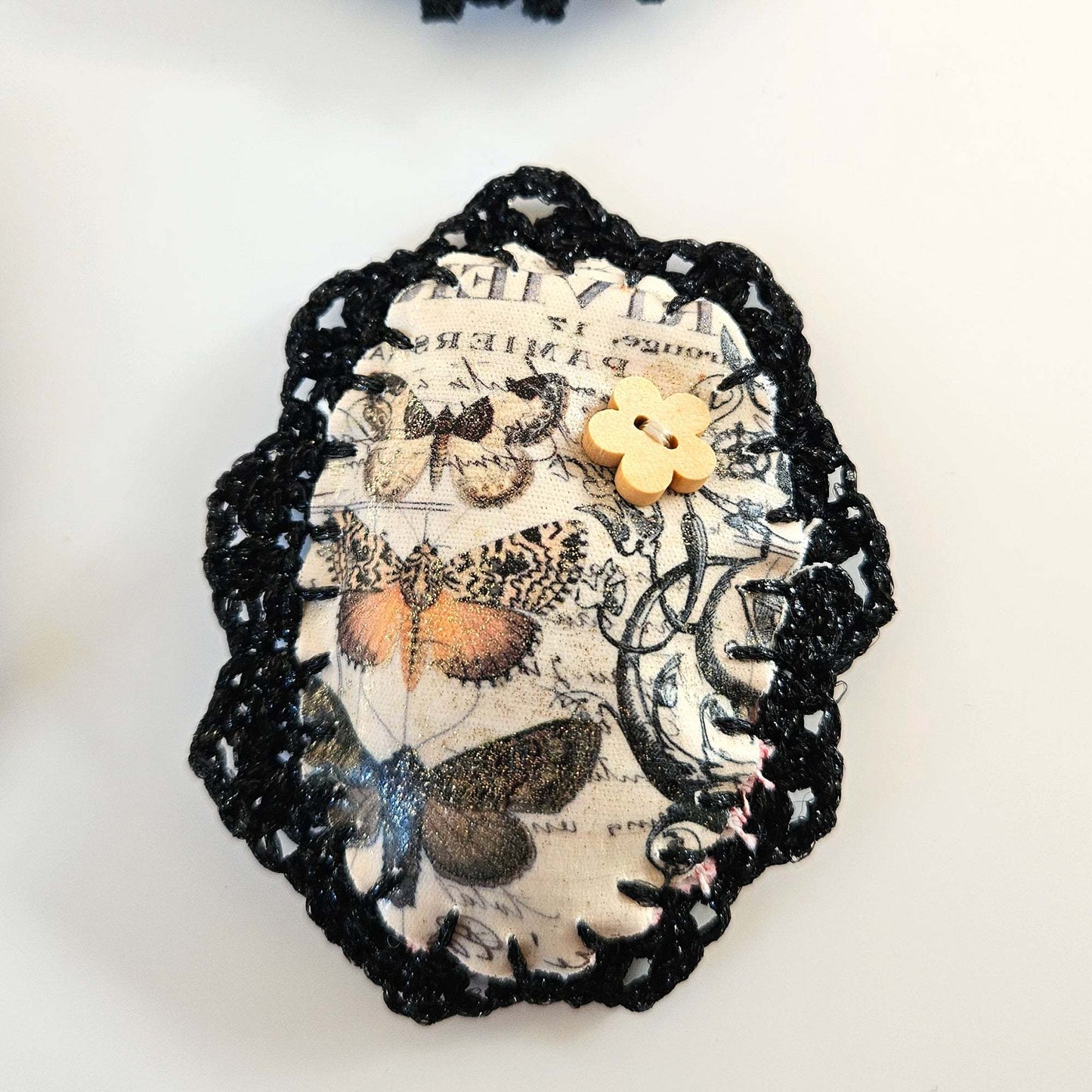 Gothic Brooch Flower and Butterflies