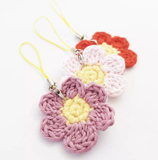 Spring Blossom Delight: Handmade Crochet Flowers Keychain