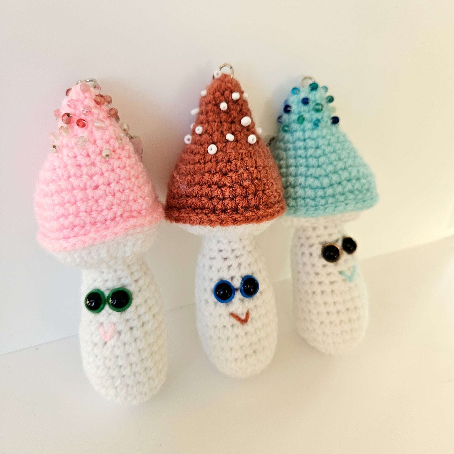 Mushroom Keychain Cute Crochet Cotton Kawaii, 3 colors Limited Edition