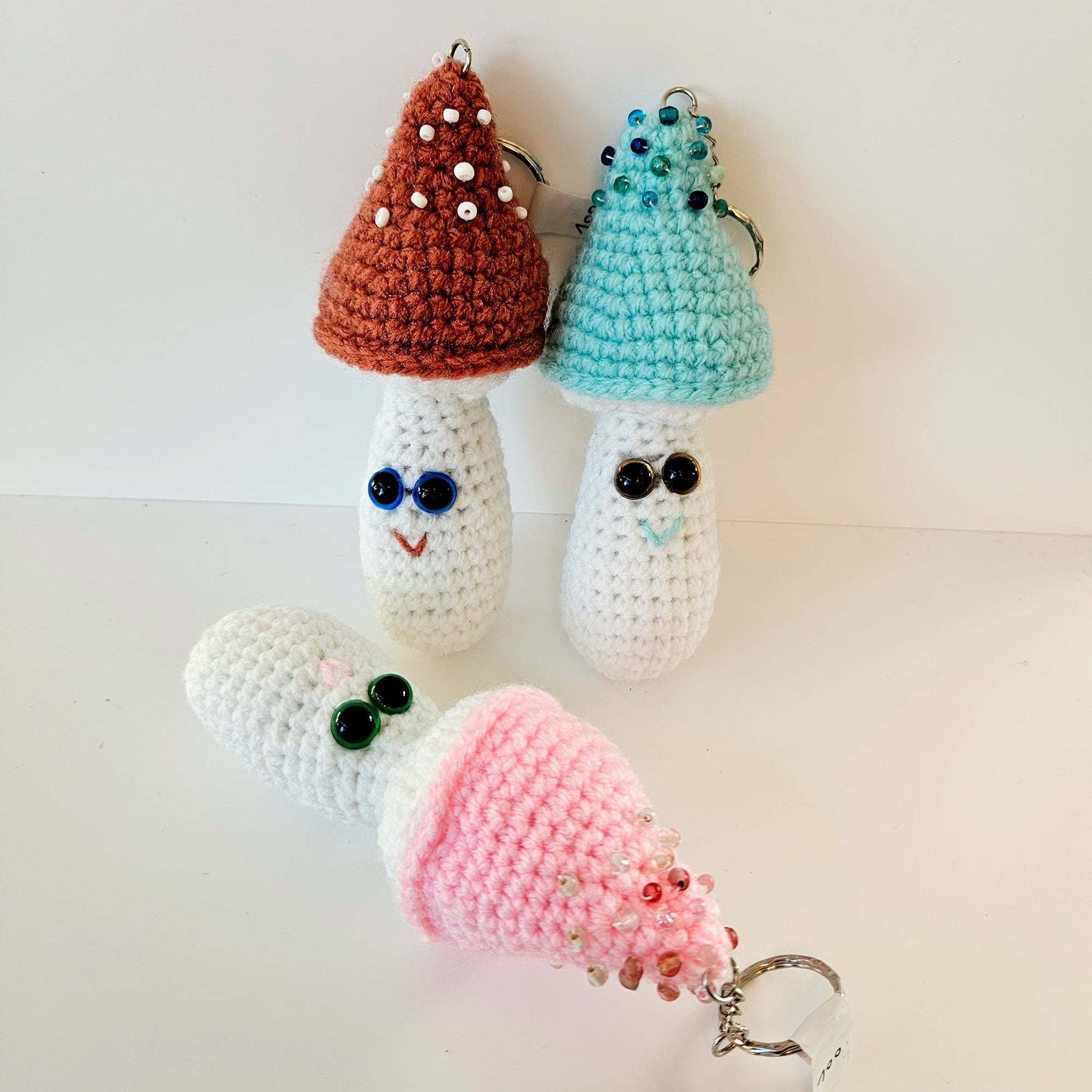 Mushroom Keychain Cute Crochet Cotton Kawaii, 3 colors Limited Edition