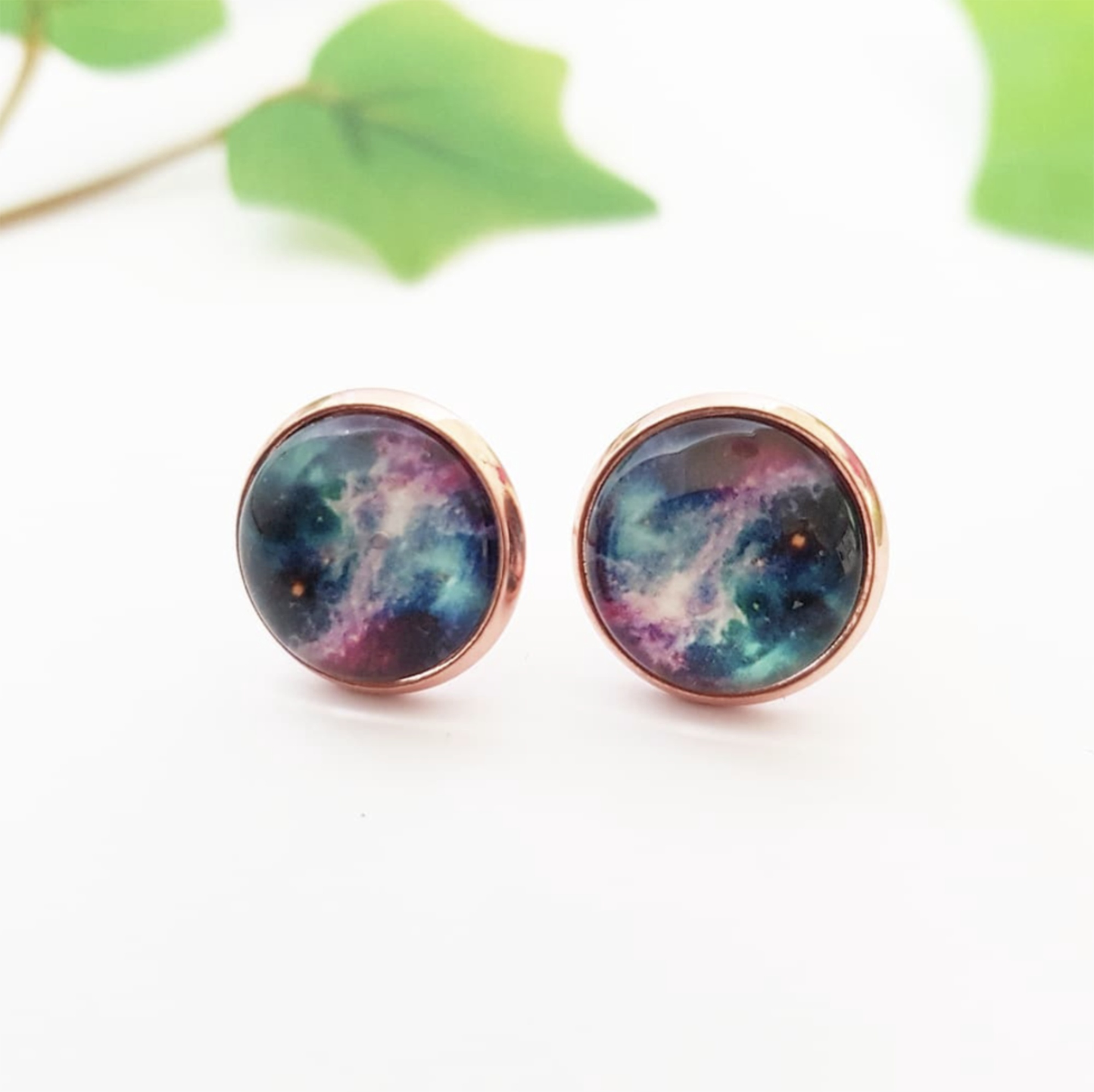 Star Galaxy Cabochon earrings - Lever back or Stud