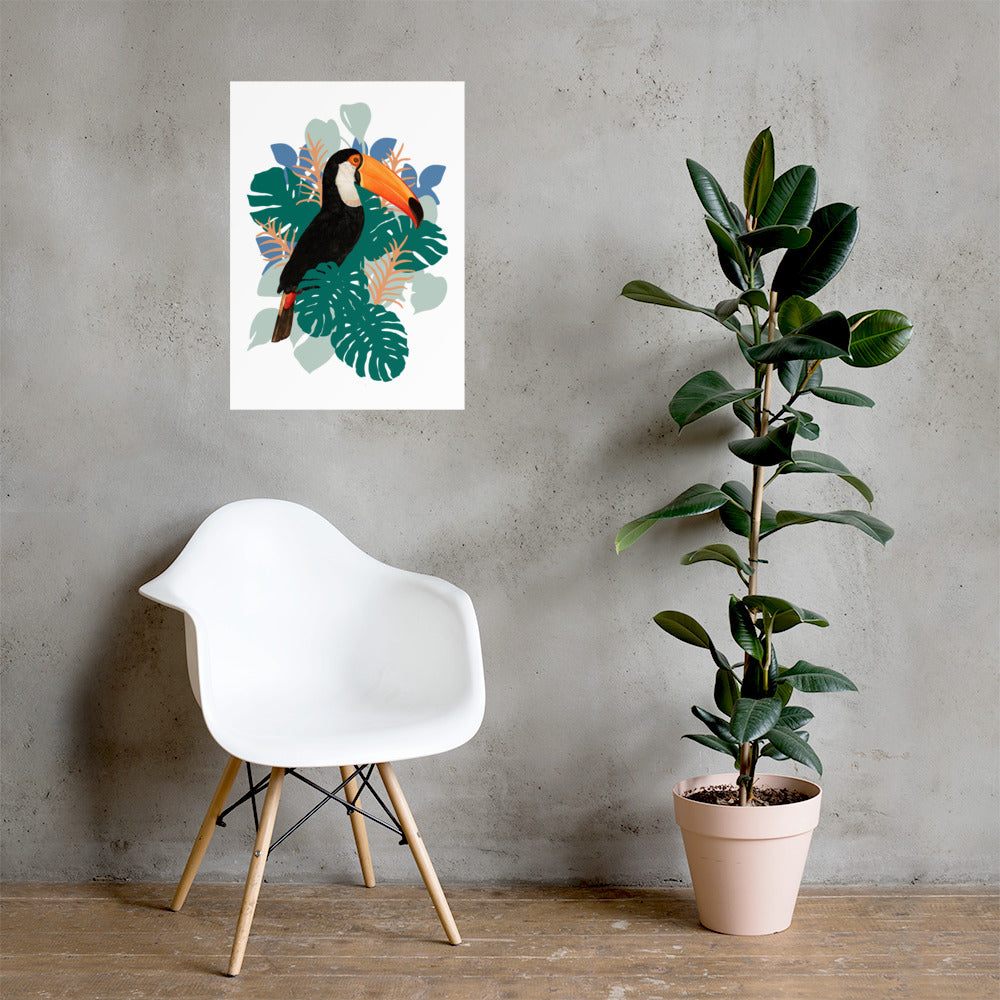 Toucan Tropical Monstera Poster