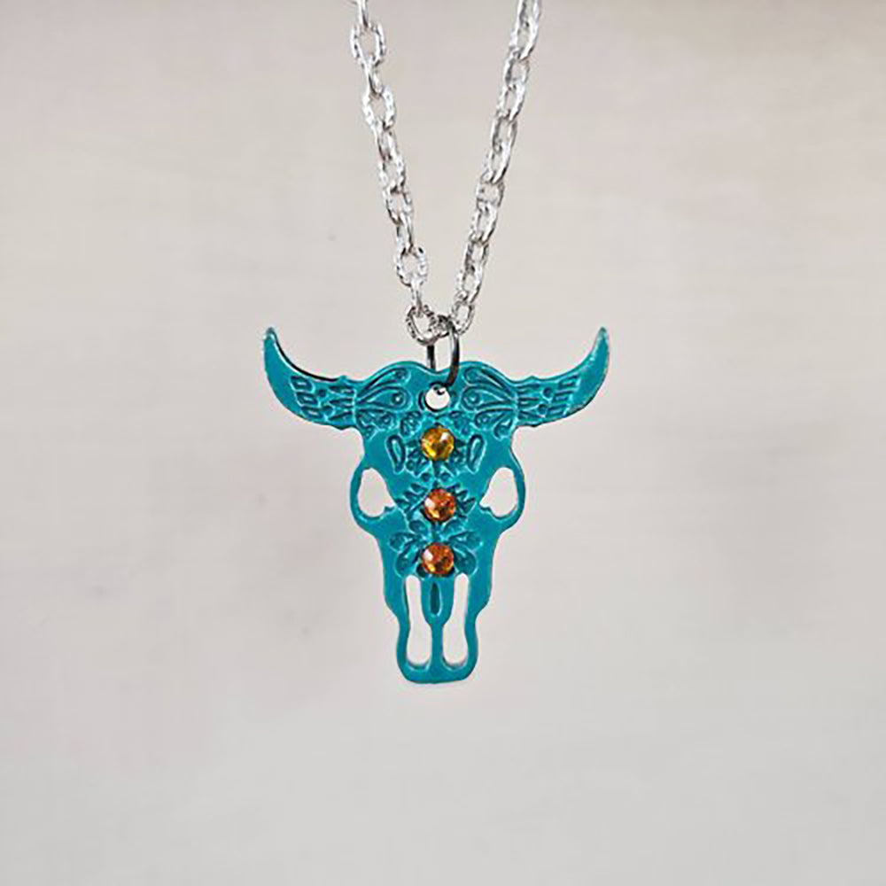 Limited availability Bull skull necklace - secure yours today and make a statement with southwestern elegance.