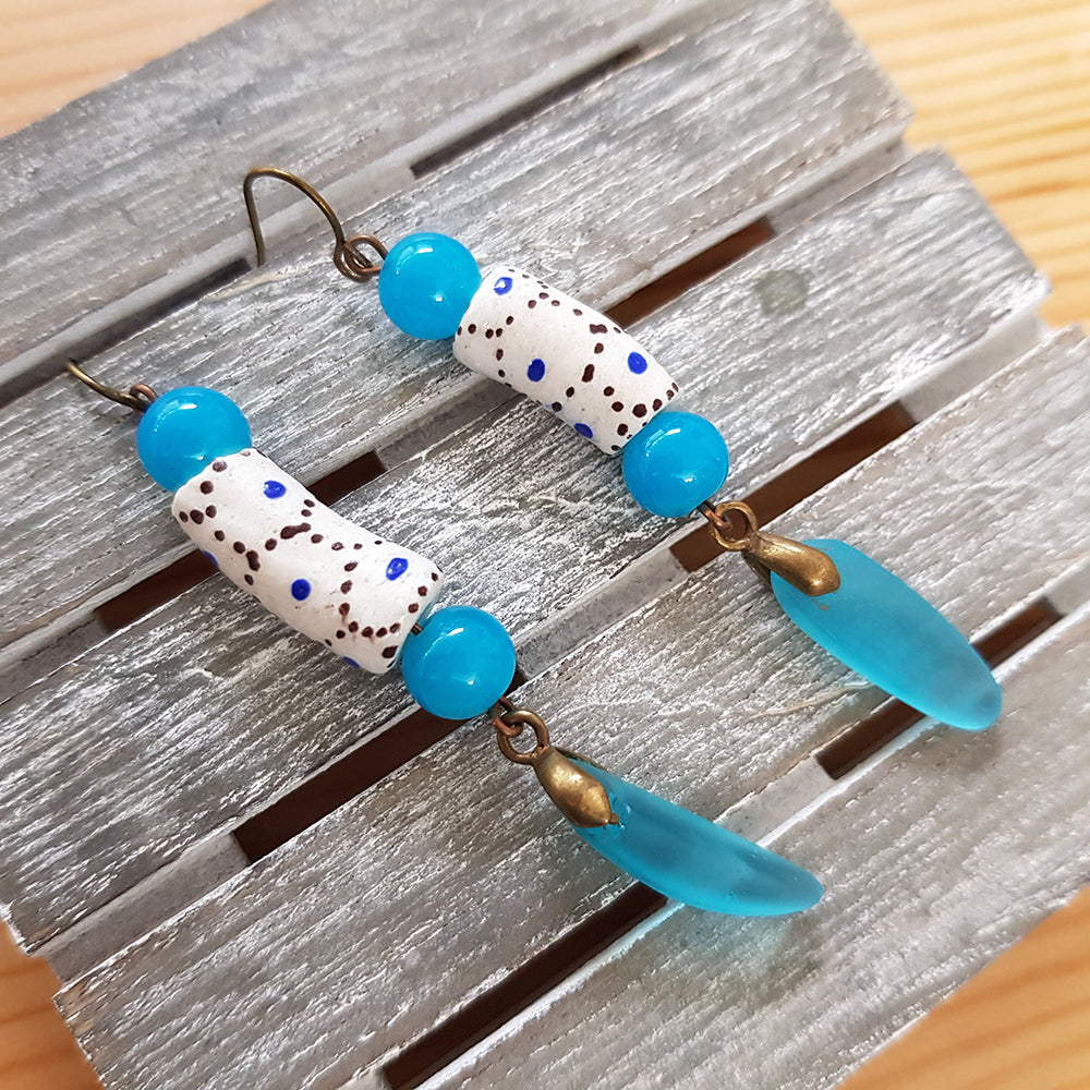 "Bohemian Chic: Stand Out with Artisanal Blue Earrings"