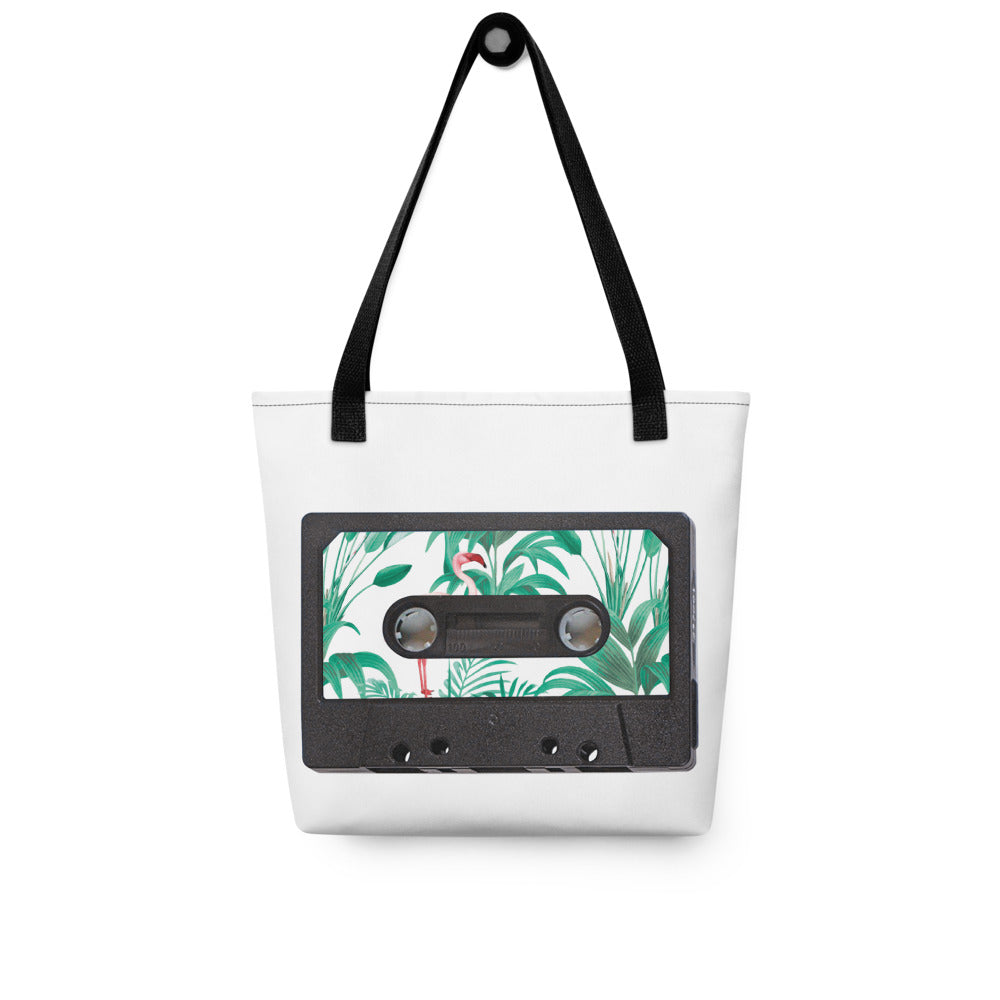 Tote bag - Tropical Flamingo Audio Tape design