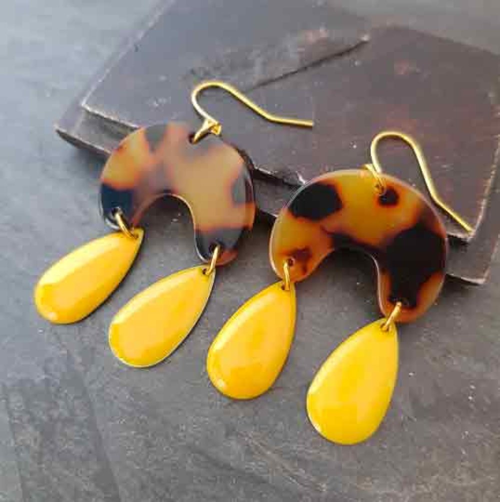 Arch Modern Drop Earrings - Mustard - CocoFlower