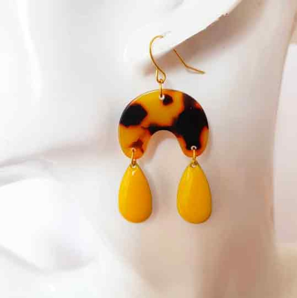 Cool Arch Modern Earrings - Mustard - CocoFlower