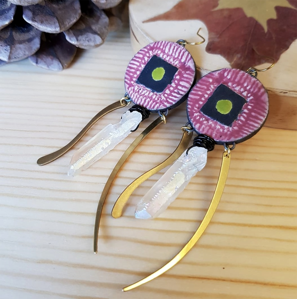 Round Sunrise earrings and crystal - cocoflower