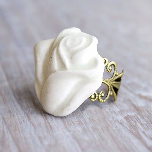 Adorn Your Fingers: Handcrafted Porcelain Rose Button Ring