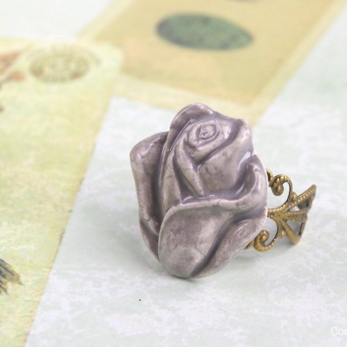 Elevate Your Style with Porcelain Rose Button Ring