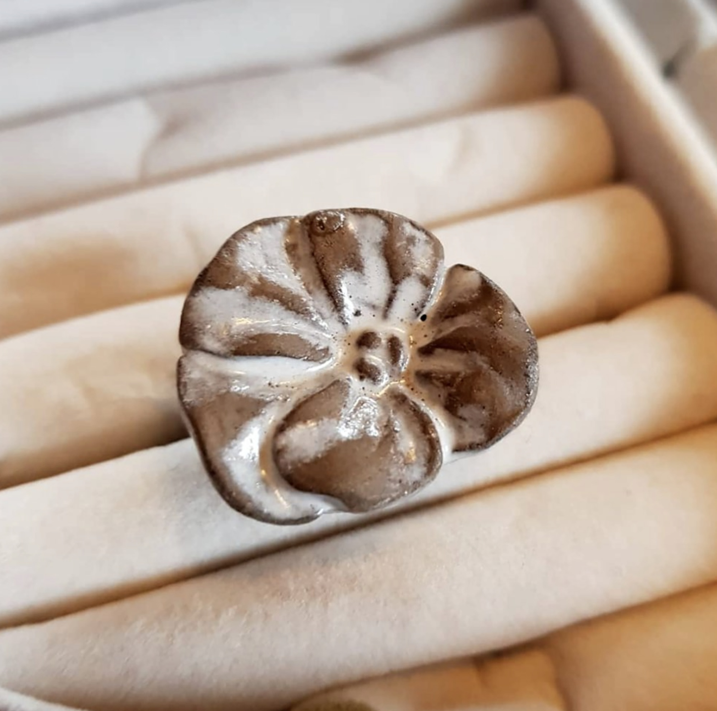 Flower Ring - Clay or Ceramic - handmade