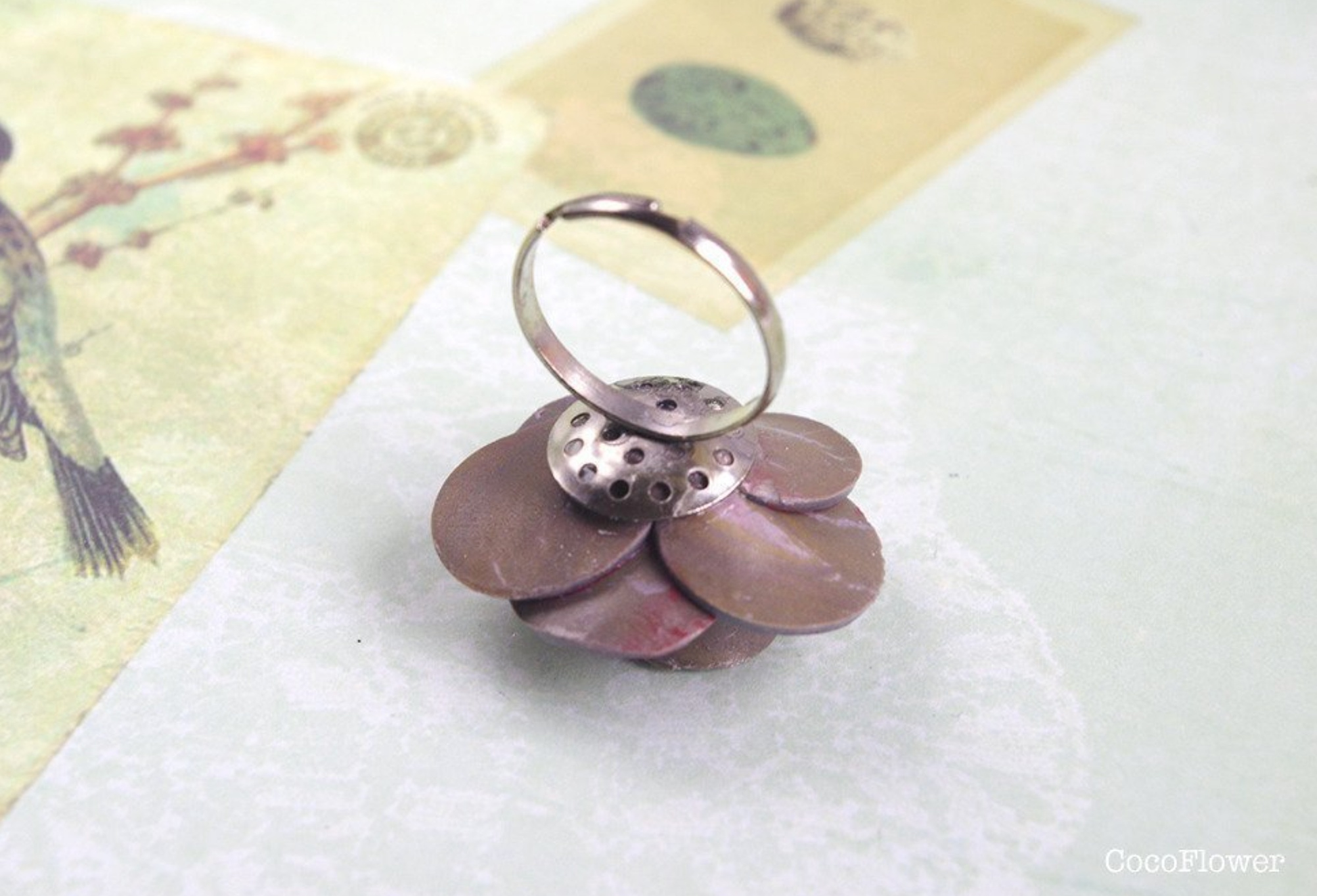 Flower Ring - Clay or Ceramic - handmade - C o c o F l o w e r