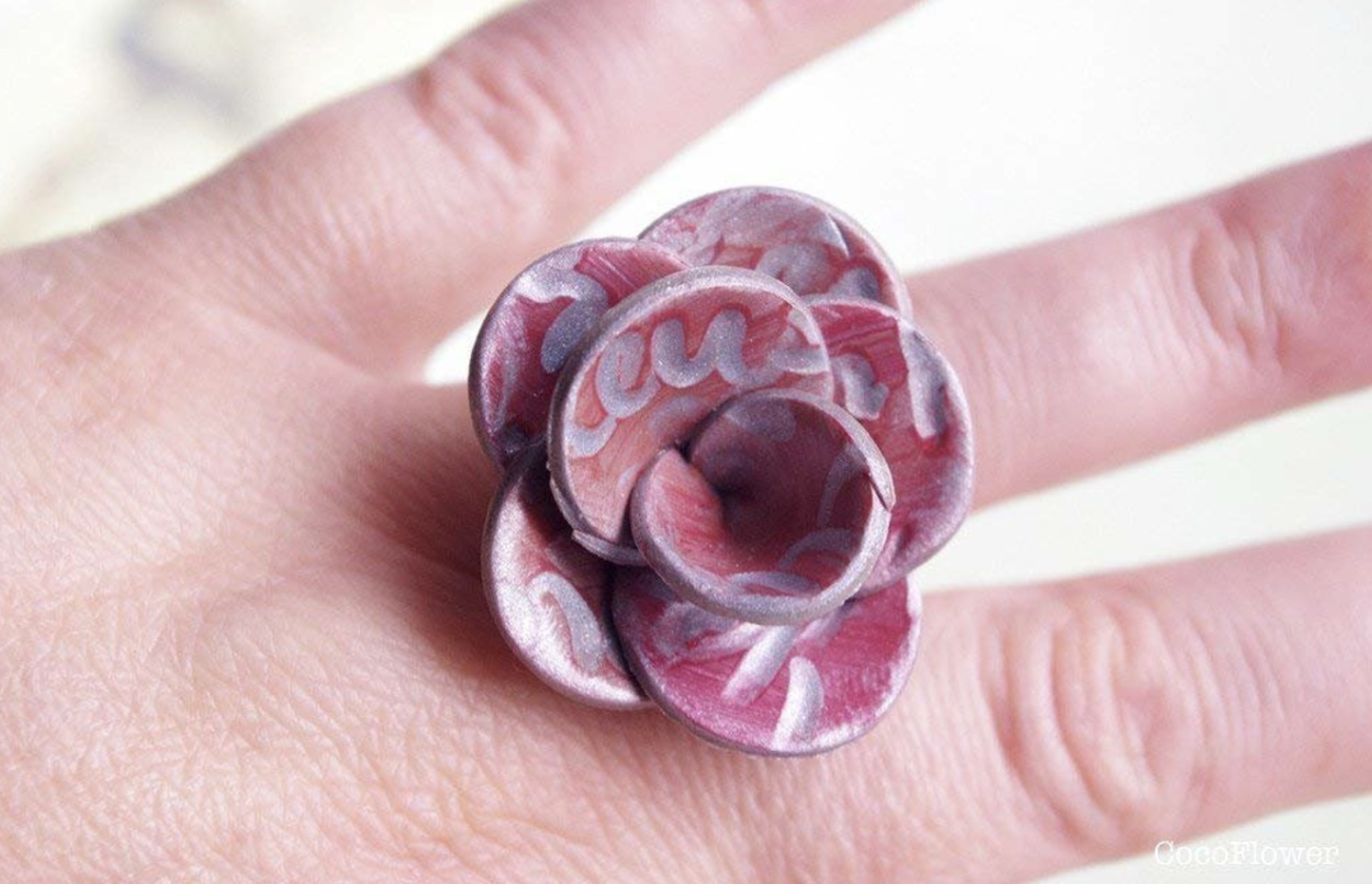 Flower Ring - Clay or Ceramic - handmade