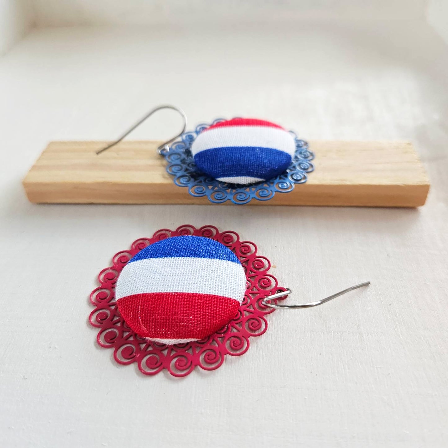 "Stand Out in Support: Bold French Flag Earrings for Olympic Fans"