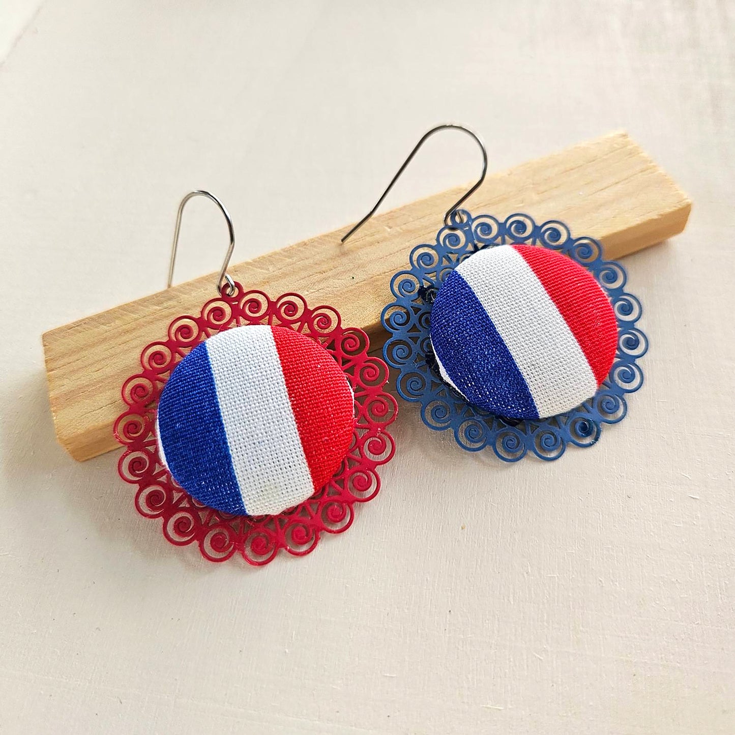 "Embrace Team Pride: Stylish French Flag Earrings for Olympics"