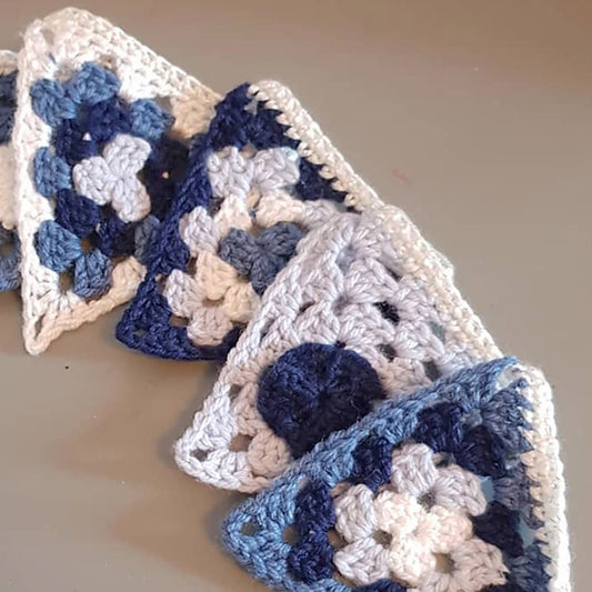 Blue Crochet Bunting Hanging - Nursery decoration - it's a boy