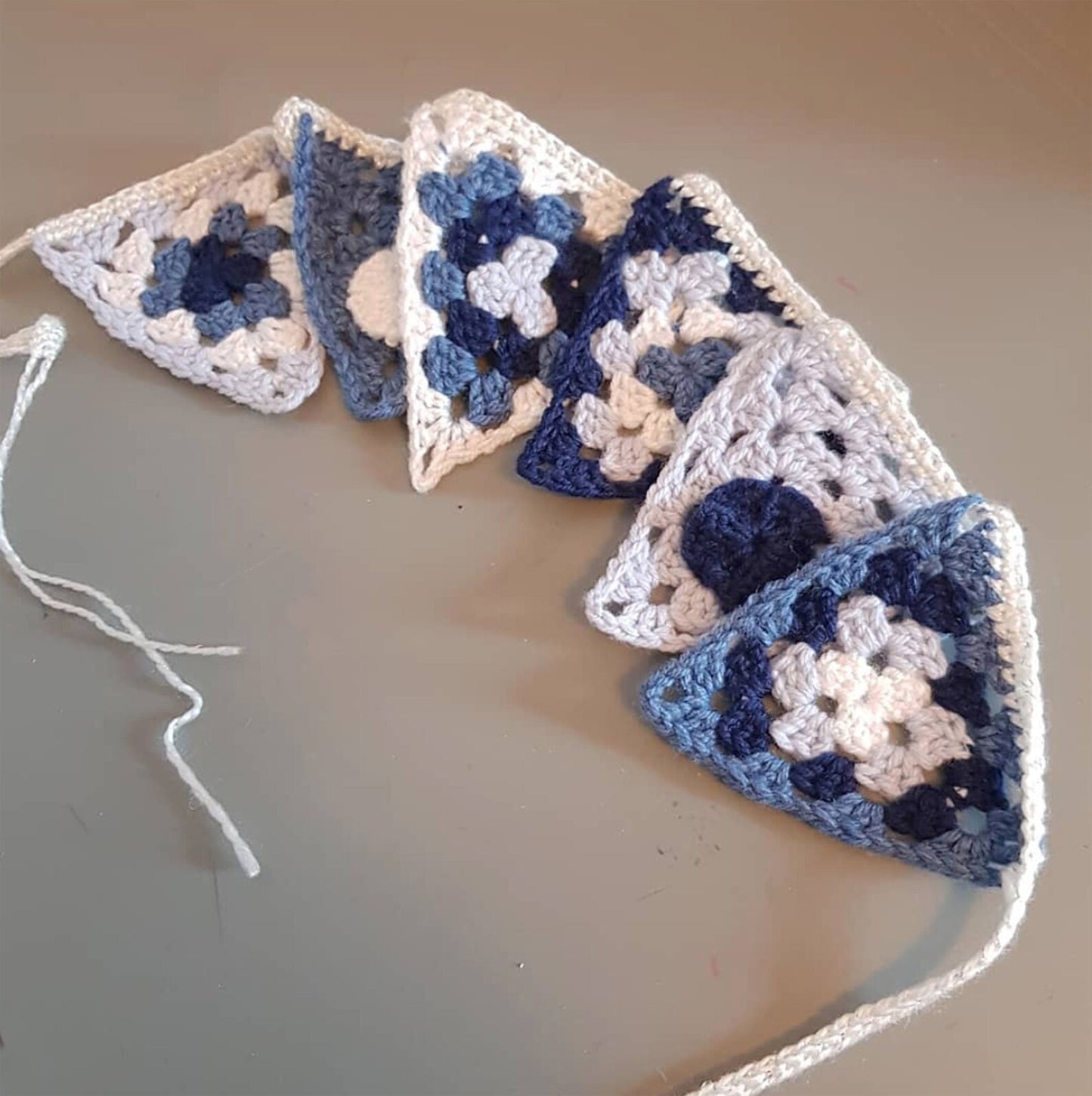 Blue Crochet Bunting Hanging - Nursery decoration - it's a boy - C o c o F l o w e r