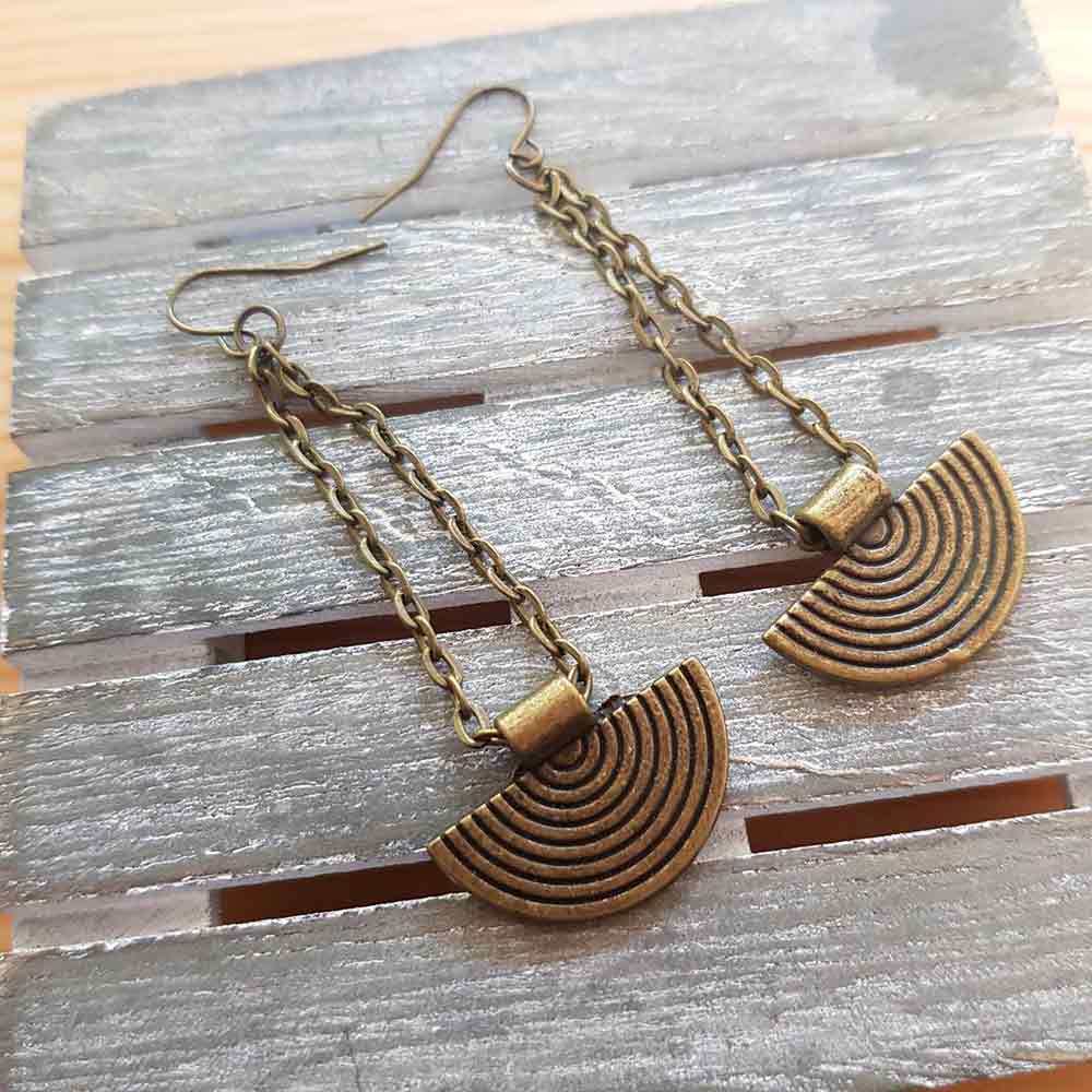 Aztec bronze metal earrings or necklace - C o c o F l o w e r