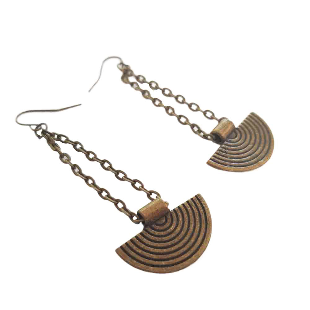 Aztec bronze metal earrings or necklace