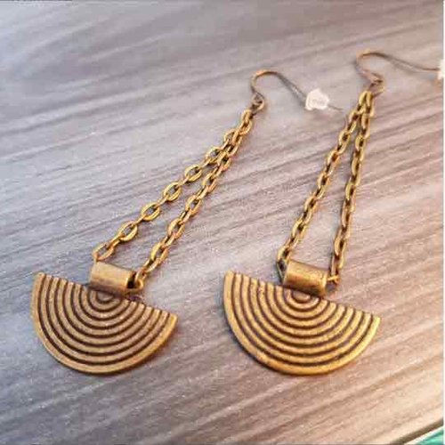 Aztec bronze metal earrings or necklace - C o c o F l o w e r