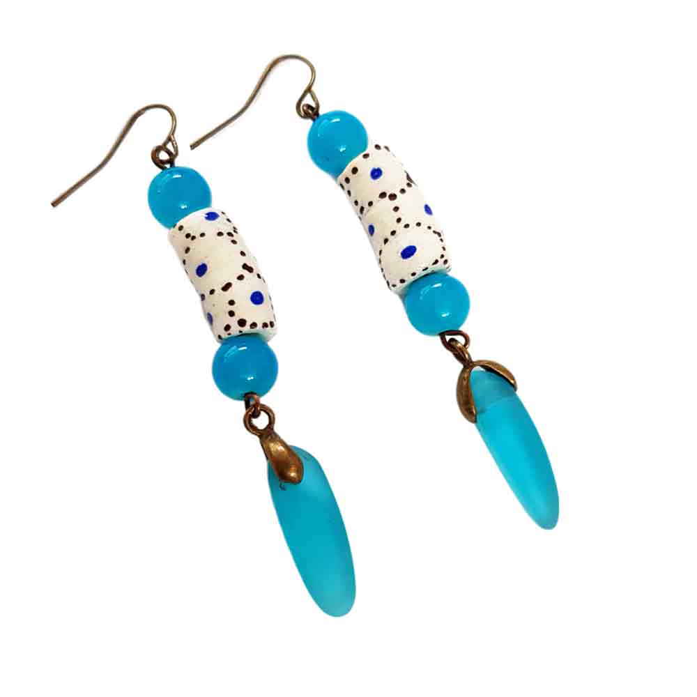 Blue Boho Chic Earrings - Jellyfish, hand, cube or tube shaped - C o c o F l o w e r