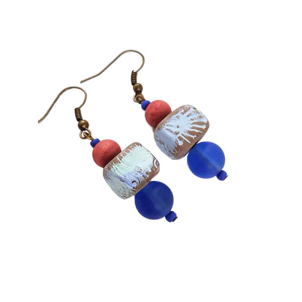 Blue Boho Chic Earrings - Jellyfish, hand, cube or tube shaped - C o c o F l o w e r
