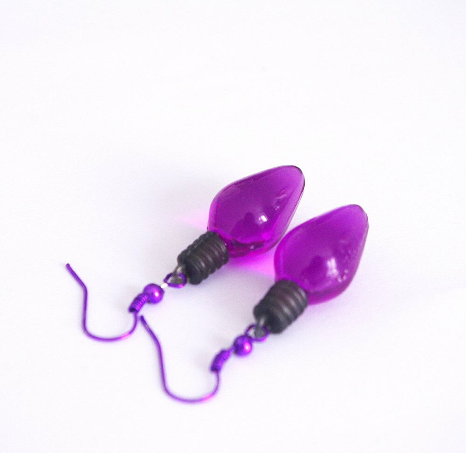 mini ball ornament earrings purple