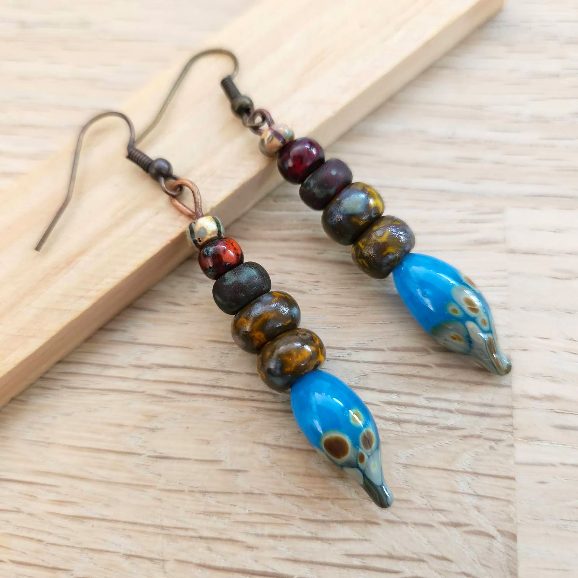 "Infuse Your Look with Creativity: Bohemian Blue Lampwork earrings"