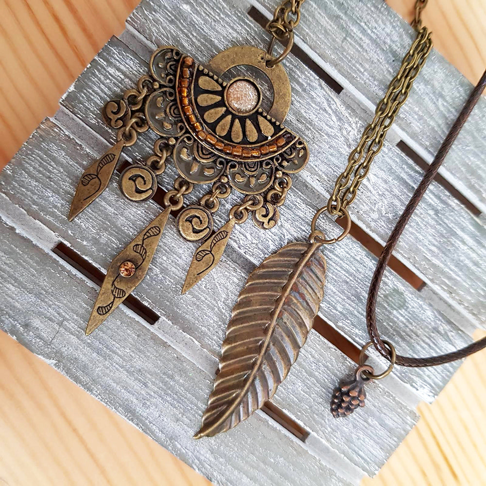 fall bronze metal necklaces for women
